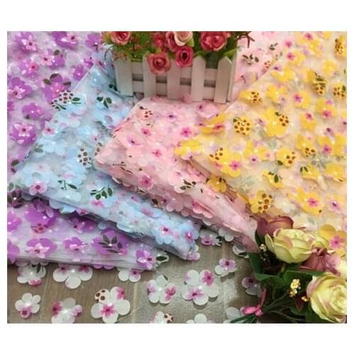 New high-grade three-dimensional laser plum blossom printing embroidered wedding dress lace fabric embroidered fabric