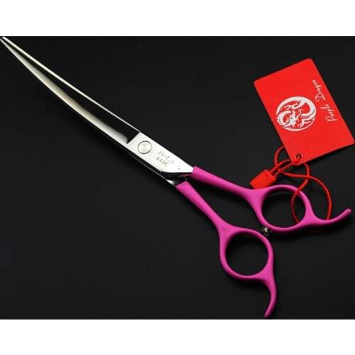 7.5 inch Pink Rubber Handle Pet Scissors Downward Curved Dog Grooming Scissors Dog Hair Scissors Cat Groomer Hair Clipper