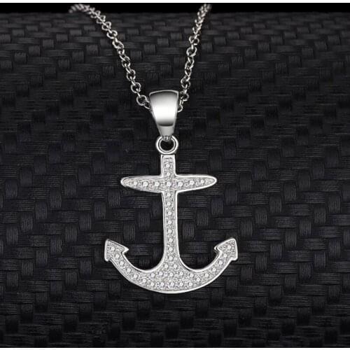 S925 Sterling Silver Anchor Necklace Simplicity Pendant Europe And The United States Fashion Clavicle Chain Ladies Secklace