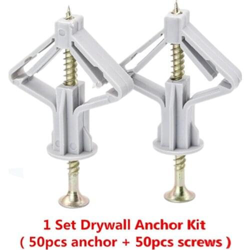 Practical 100pcs Plastic Expansion Drywall Anchor Kit With Screws Self Drilling Wall Home Pierced For Gypsum Board Fiberboard