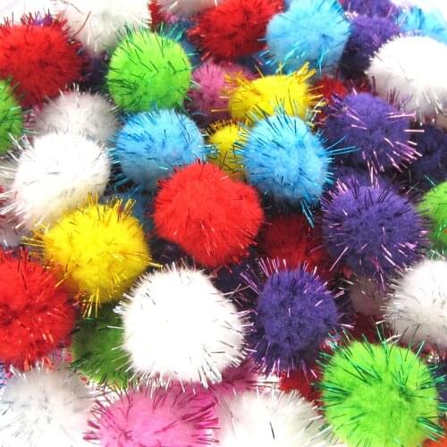 50pcs 3cm Mixed Glitter pompoms soft pom poms balls Arts Toys DIY Craft Supplies Sewing Fabric pompoms wedding Home Decoration