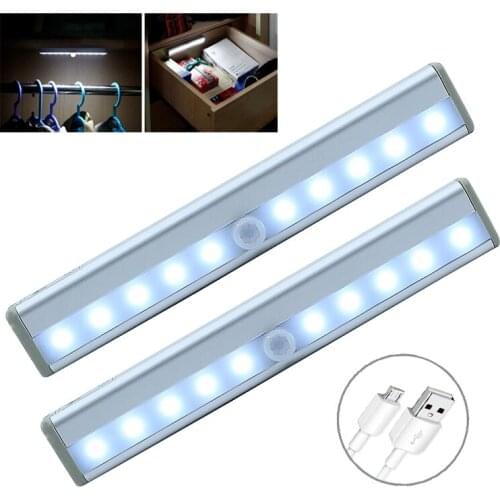 Rechargeable10 LEDs PIR LED Motion Sensor Light Cupboard Wardrobe Bed Lamp Wall Lamp LED Cabinet Night Light Stairs Kitchen Lamp