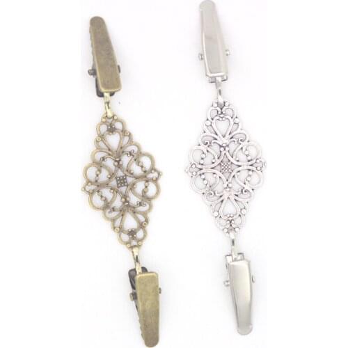 Retro alloy jewelry gold silver color duck clip elastic beaded pearl pin brooch shawl shirt sweater cardigan collar clip