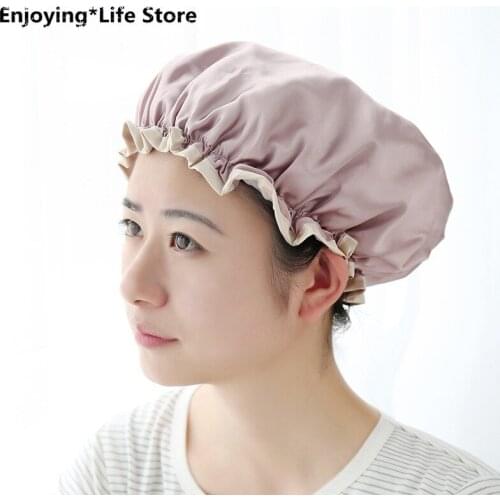 Shower Cap Waterproof Adult Shower Long Hair Bathing Bathing Hood Kitchen Hat Oilproof Cap Oil Fume Lady