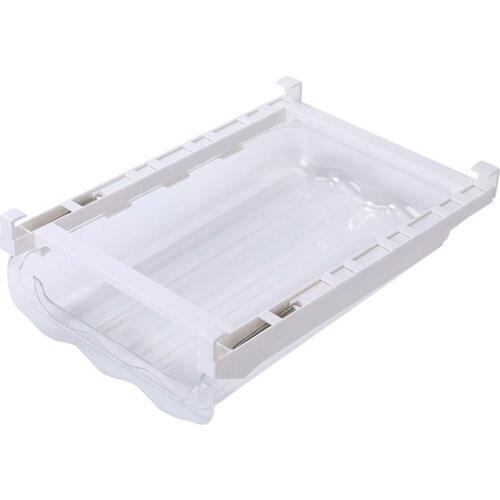 Kitchen Drawer Type Crisper Rack Food Plastic Box Rectangular Transparent Storag Bottom Non-slip Strip Design