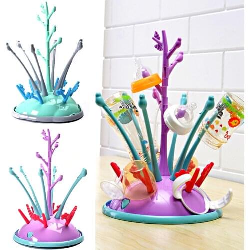 Portable Baby Drying Rack Detachable Tree Shape Drainer Drying Rack Holder for Feeding Milk Bottle Pacifier Nipples Drying Racks