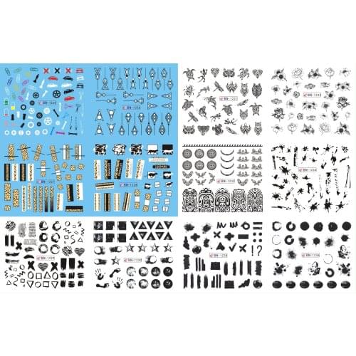UPRETTEGO 12 PACK/ LOT WATER DECAL NAIL ART NAIL STICKER GEOMETRIC FLOWER SHAPE DOODLE ANIMAL PET TURTLE LACE BN1225-1236