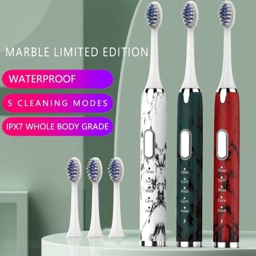 The Sonic Toothbrush Chargeable Vibrate for Women Dentists Recommends Adult Soft Fool Couple Electric Toothbrush Marble Limited