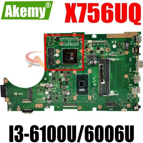 X756UQ Motherboard REV3.2 i3-6100CPU DDR4 For Asus X756U X756UQK X756UX X756UJXM X756UV Laptop Mainboard X756UQ Mainboard