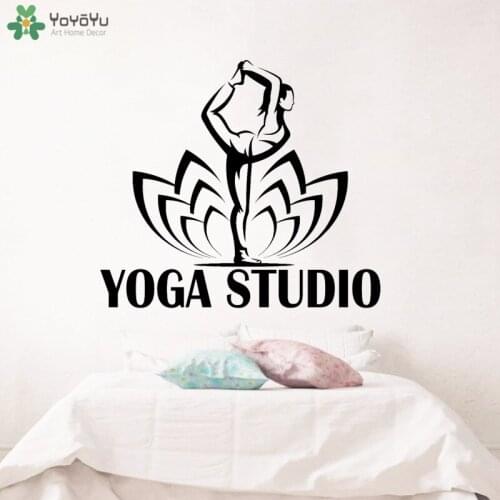 YOYOYU Wall Decal Modern Design Yoga Studio Logo Vinyl Wall Stickers Lotus Flower Adhesive Wallpaper Art Removable Decor CT723
