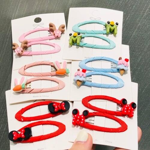 2Pcs/Set Girls Animal Bunny Ears Colorful Hairpins Children Sweet Hair Clip Barrettes Headband Kids Fashion Hair Accessories