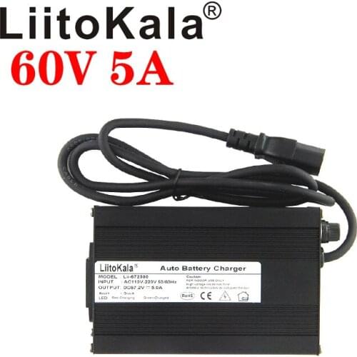 LiitoKala 67.2V 5A Charger 60V 5A Li-ion Charger 110V / 220V 50-60Hz for 16S 60V lithium battery pack Fast charger