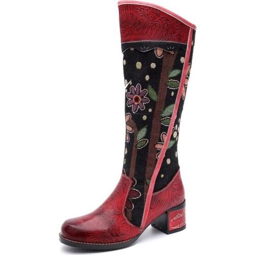 Women Genuine Leather Long Boots Woman Winter Shoes Warm Over Knee High Heel Zip Round Toe 2019 New Fashion Free Shipping