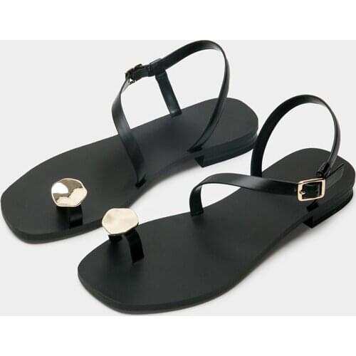 2021 Summer Clip Toe Flip Flops Leisure Flats Sandals Women Bohemian Beach Shoes Crystal Buckle Strap Gladiator Sandalias Mujer