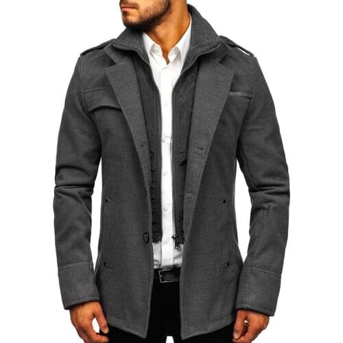 ZOGAA Mens fashion woolen coat jacket windbreaker
