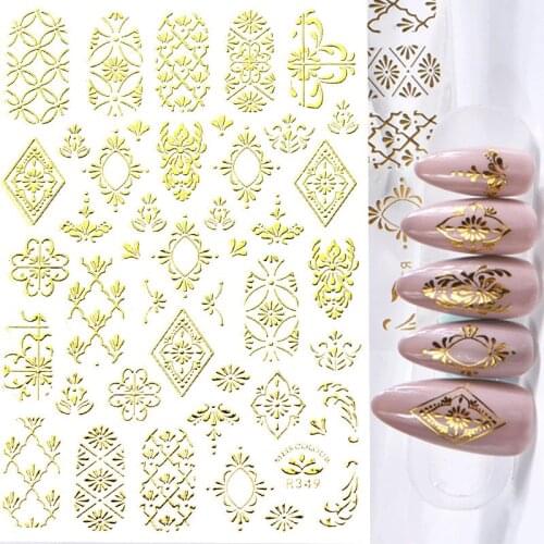 Gold 3D Nail Sticker Pattern Pattern Nails Stickers Adhesive Nail Foil Nail Art Decoration Manicure Decals