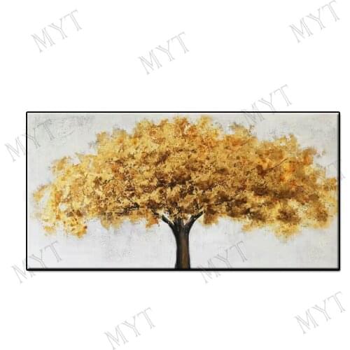 Unframed Gold Handmade Abstract Tree Oil Painting Wall Hanging Pictures Art Chinese New Oil Painting New Wall Art Decor