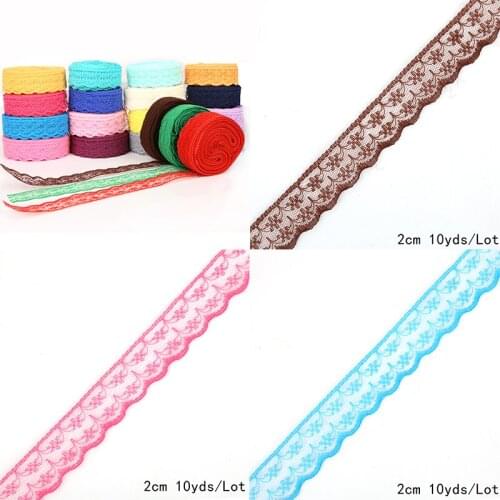 10Yards/Roll 20mm wide beautiful lace ribbon lace fabric DIY embroidery pure lace embroidery decoration 22 color lace fabric
