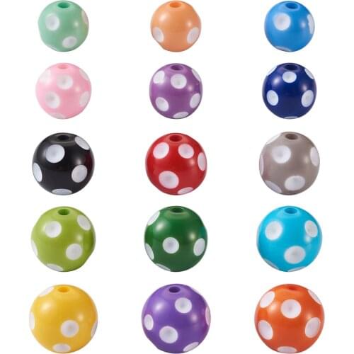120pcs Colorful Acrylic Beads Polka Dot Beads Round Loose Spacer Beads for Jewelry Making DIY Necklace Bracelet Charm Beads