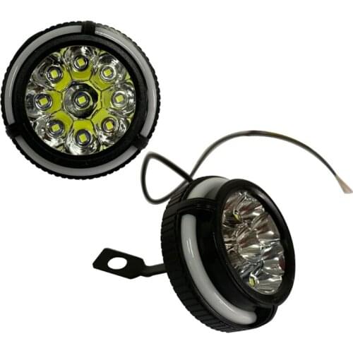 2pcs Scooters Spotlight Motorcycle Headlight Fog Working Spot Light Flash Strobe Light Changeable Colors RGB 9LED