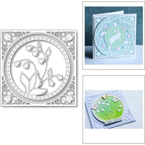 2020 New Square Frame Round Background Flower Embossing Metal Cutting Dies For DIY Scrapbooking Greeting Card Making No Stamps