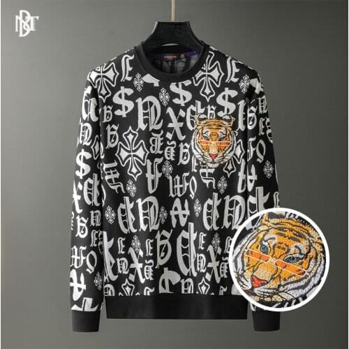 2021 Mens Hoodies Tiger Embroidery Full Pullover Letter Print Sweatshirts Casual Streetwear Black Men Hoodie Sweat Capuche Homme