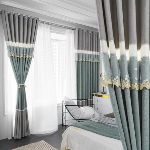 2021 New Simple Modern Curtain Nordic Fresh and Versatile High Shading Seamless Stitching Curtains for Living Room Bedroom