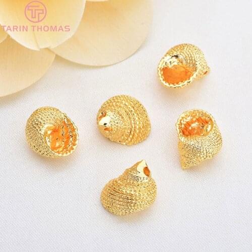 6PCS 13*10MM 24k Gold Color Brass Conch Charms Pendants High Quality Diy Jewelry Findings Accessories Wholesale