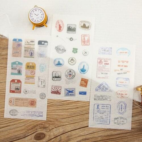 6Sheets/Set Creative Retro Stamp Decoration Scrapbooking Stickers Transparent PVC Stationery Planner Stickers