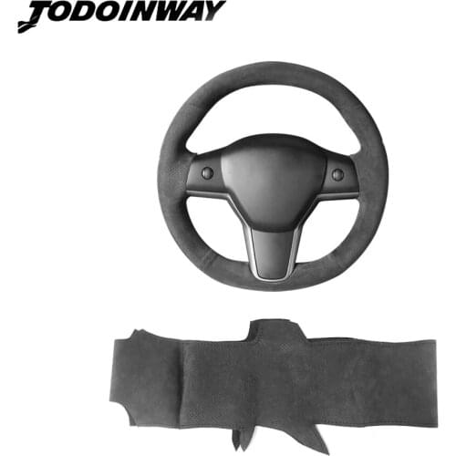 Interior Accessories Steering Wheel Protector Wear-resistant Alcantara Automobile Direction Cover for Tesla Model 3 Car styling