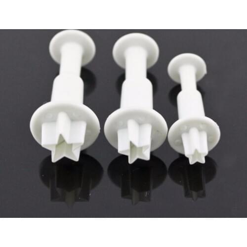 ANGRLY 3pc/set Five-Pointed Star Cake Plunger Cutter Mold Sugacraft Fondant Cake Decorating DIY Tools Fondant Plunger Candy Box