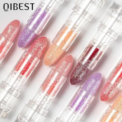 QIBEST Glitter Lip Balm Lip Care Serum Lip Plumper Colored Repairing Reduce Lip Fine Lines Moisturier Lip Jelly Color Lip Balm