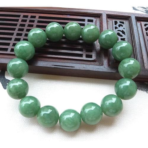 Certified Type A Jadeite Bangle Grade A Green Jade Beads Bangle Bracelet 13mm
