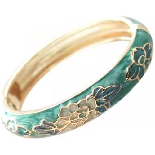 Simple Fashion Gold Environmental Protection Plating Enamel Pink White Green Flowers Bracelet