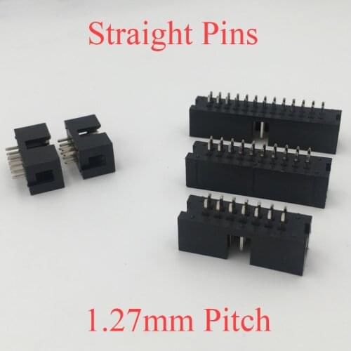 DC3 20P 26P 30P 34P 40P 20 26 30 34 40 Pins 1.27mm Pitch Straight Double Row Connector IDC ISP JTAG Male Header Horn Socket Box
