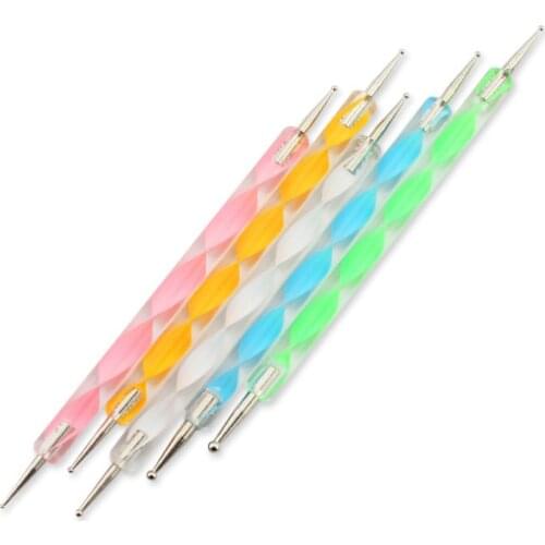 5pcs/set Wood Dotting Pen 2 Way Use Nail Art Wooden Dot Pen Nails Painting DIY Manicure Picking Needles Decoration Art Tool Kit
