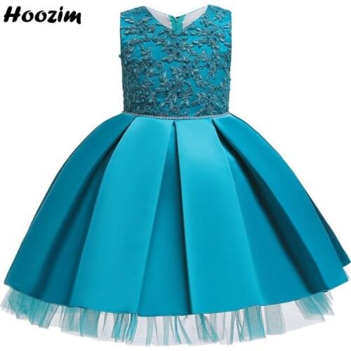 Expensive Turquoise Rhinestone Belt Gala And Evening Dress Girls 18M-9 Years Champagne Lurex Jacquard Pearl Evening Dresses Kids