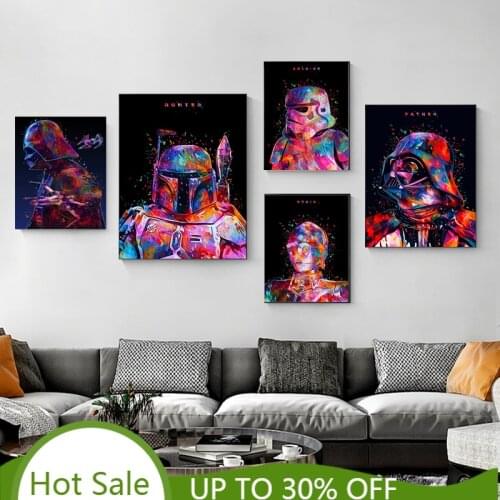 Disney Star Wars Watercolor Graffiti Canvas Painting Movie Poster Print Wall Street Art Picture for Bedroom Cuadros Home Decor