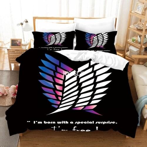 Anime Attack On Titan Duvet Cover Sets 3D Printed Comforter Bedding Set With Pillowcases Custom Bedclothes Wing Kids Bed Linen