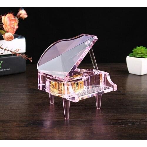 Creative Crystal Piano Music Box Decoration Fashion Light Music Box Crafts