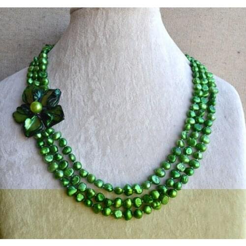 Favorite Pearl Shell Flower Necklace Wedding Genuine Freshwater Pearl Green Jewelry Charming Birthday Party Fine Lady Gift
