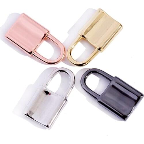 4 Color Lock Shape Copper Beads For Making Bracelet Charms Pendant For DIY Necklace Jewelry Making Rose Gold
