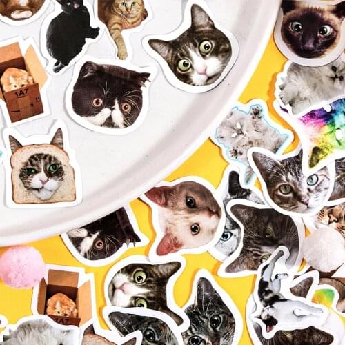 45Pcs/Box Cute Cat Stationery Stickers Scrapbooking Paper Diary Planner Japanese Style Aesthetic Laptop Sticker Collage Material