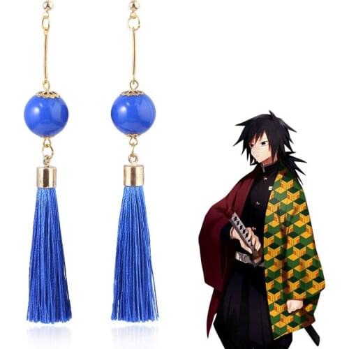 Kimetsu no Yaiba Blue Fashion Anime Cartoon Earring Animal Stud Earrings Women Girls Kids Jewelry New Gift