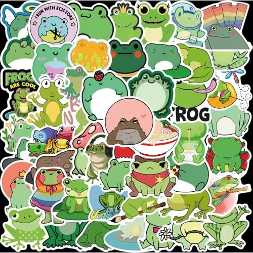 50PCS Cartoon Green Frog Graffiti Stickers For Skateboard Bicycle Car Helmet Computer Notebook Anime Decal Stickers Kid Toys