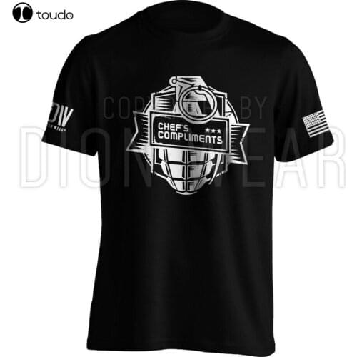 New Military Grenade ChefS Compliments MenS American Flag T-Shirt Cotten Tee Shirt