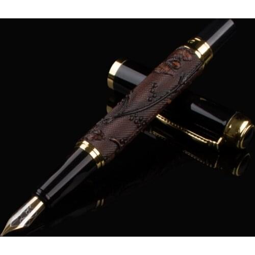 NEW DIKAWEN 891 BROWN AND GOLDEN FOUNTAIN PEN DRAGON CLIP RICH CROP FLOWER BLOOM 4 STYLE FOR CHOICE BUSINESS BEST GIFT