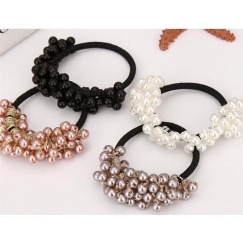 Elastic Hair Accessories Pearl Rubber Bands Headwear For Women Adjustable Hair Bands Rope Scrunchie Ponytail Holder