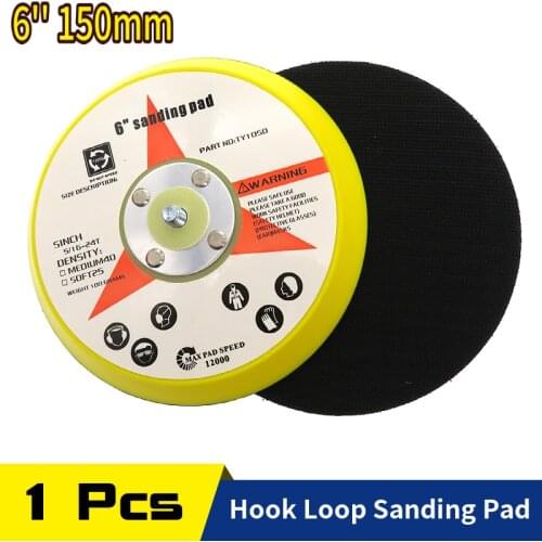 6 Inch 150mm Thickening DA Sanding Pad Sander Backing Pad 5/16"-24 Thread Hook and Loop