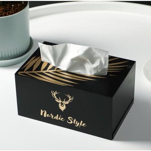 Nordic Elk Printed Tissue Box Wooden Coffee Table Carton Napkin Storage Box Home Napkin Dispenser Home Decoration